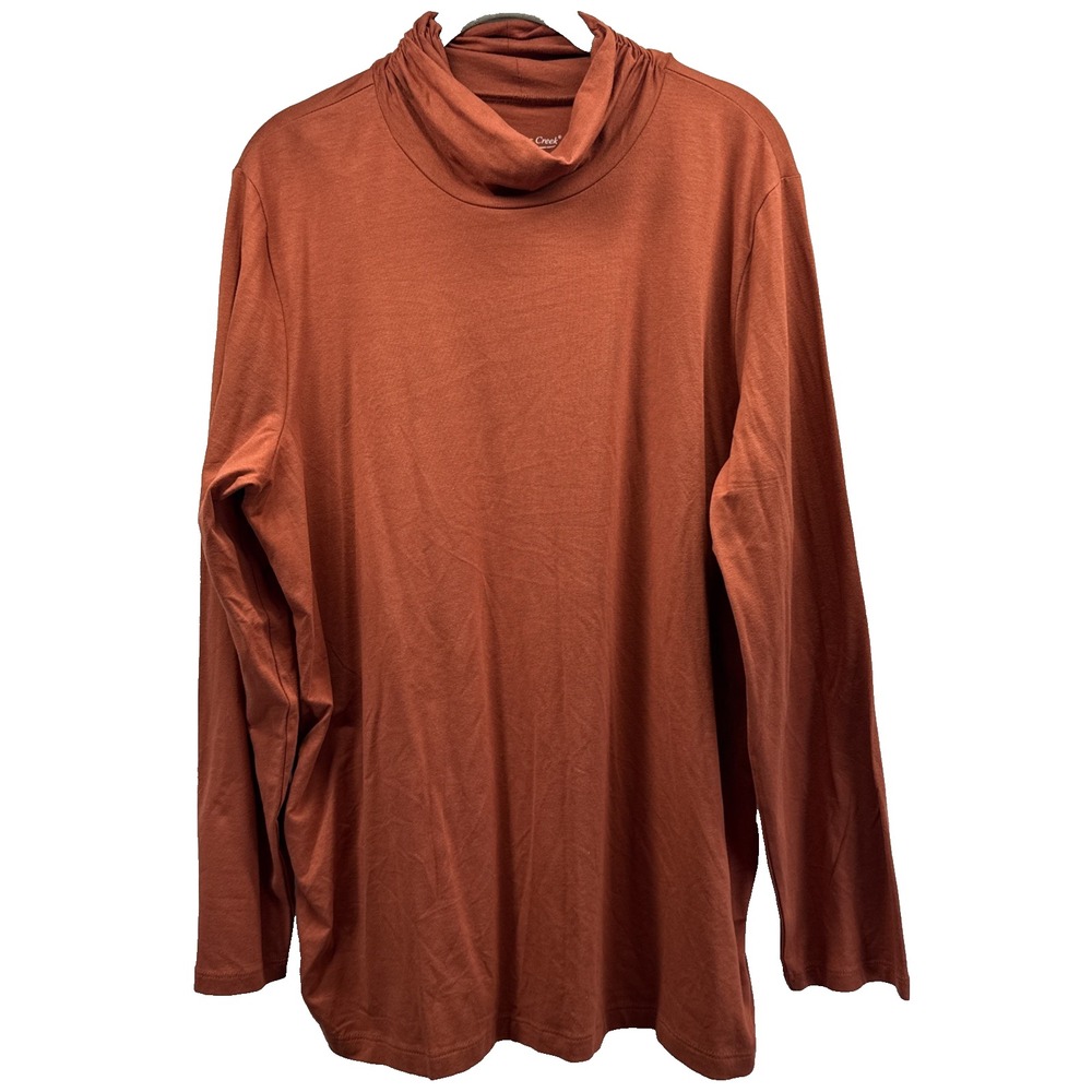 Coldwater Creek Women's Turtleneck Top Sz 2X Plus Solid Rust Stretch Long Sleeve